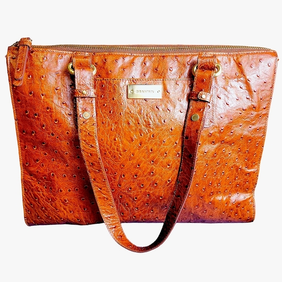 Brahmin Bags Vintage Brahmin Ostrich Italian Leather Purse Burnt